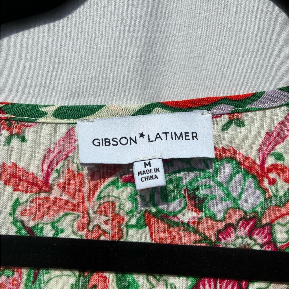 Gibson Latimer Floral Puff Sleeve Blouse - Red and Green - Picture 4 of 4